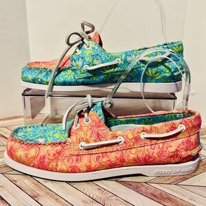 Sperry Topsider X Brooks Brothers Boat Shoes M 5.5 W 7 Pink Aqua Sheep $138